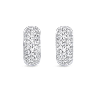 Memoire 18ct White Gold 0.80 Carat Diamond Pave Huggies 13x13mm