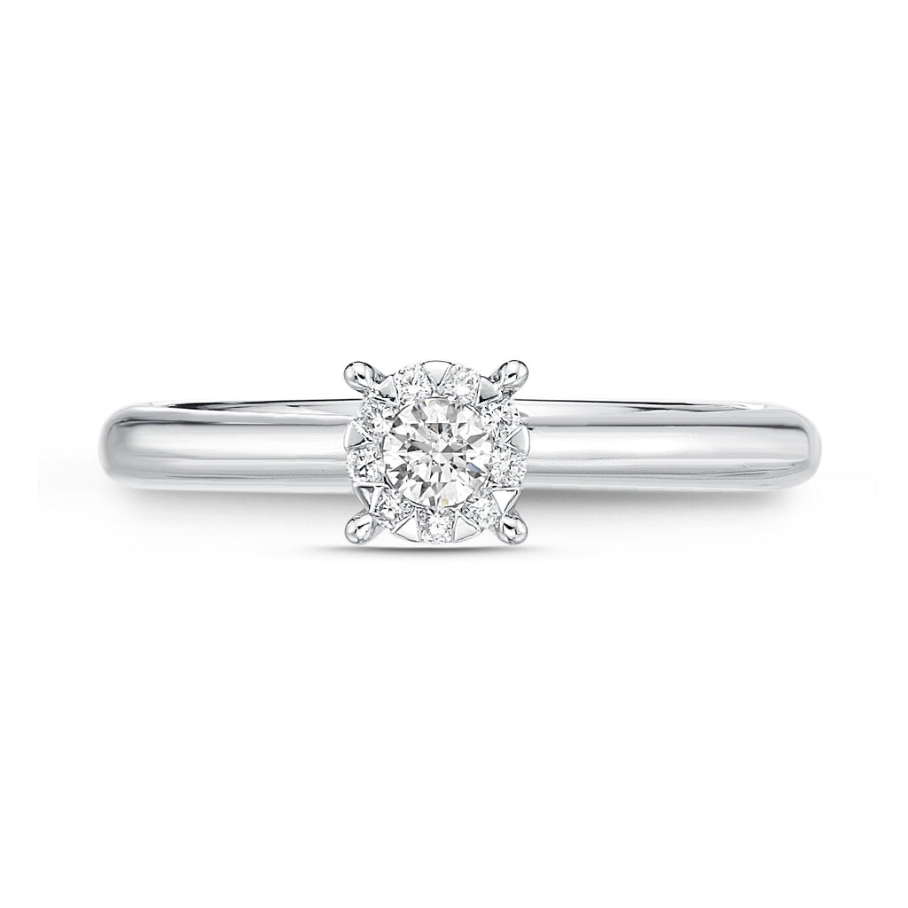 Memoire 18ct White Gold 0.15 Carat Diamond Bouquet Solitaire Ring