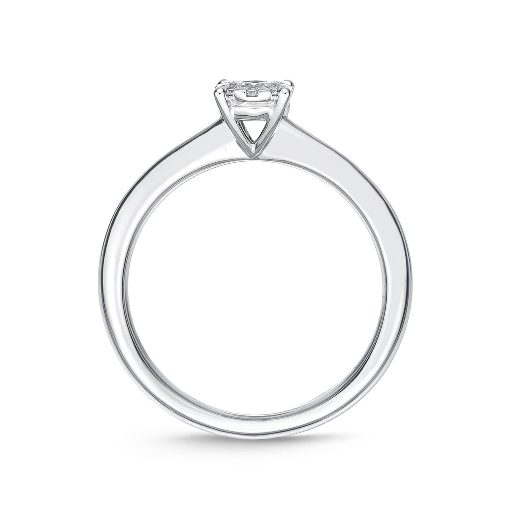 Memoire 18ct White Gold 1/5 Carat Diamond Bouquet Solitaire Ring