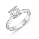 Memoire 18ct White Gold 0.30 Carat Diamond Bouquet Solitaire Ring