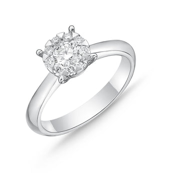 Memoire 18ct White Gold 0.30 Carat Diamond Bouquet Solitaire Ring