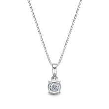 Load image into Gallery viewer, Memoire 18ct White Gold 1/3 Carat Diamond Bale 4 Prong Pendant with Chain