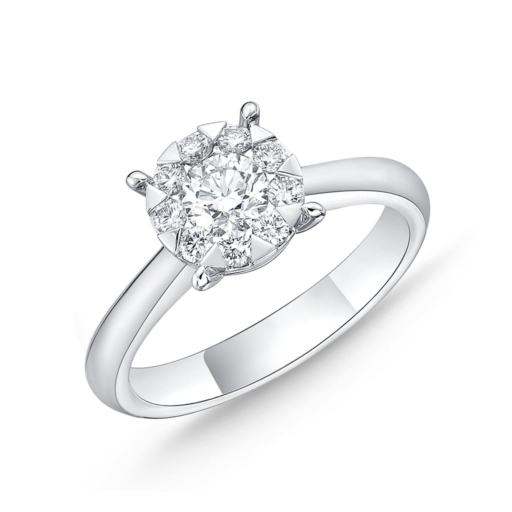 Memoire 18ct White Gold 0.60 Carat Diamond Bouquet Solitaire Ring