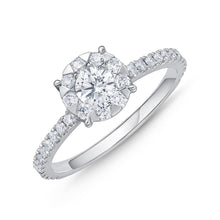 Load image into Gallery viewer, Memoire 18ct White Gold 0.45 Carat Diamond Bouquet Halo Solitaire Ring