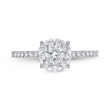 Load image into Gallery viewer, Memoire 18ct White Gold 0.45 Carat Diamond Bouquet Halo Solitaire Ring