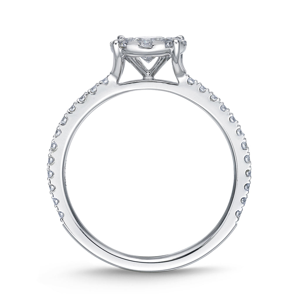 Memoire 18ct White Gold 0.45 Carat Diamond Bouquet Halo Solitaire Ring