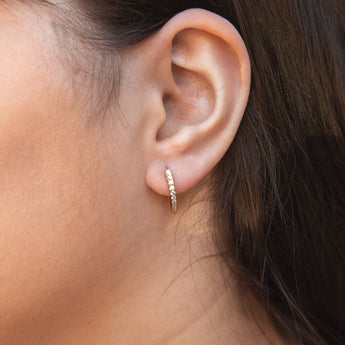 Memoire 18ct Yellow Gold 0.30 Carat Diamond Imperial Hoop Earrings 16x14mm
