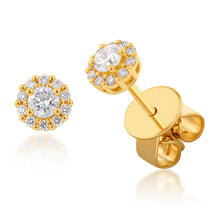 Load image into Gallery viewer, Memoire 18ct Yellow Gold 1/4 Carat Diamond Blossom Style Fashion Studs