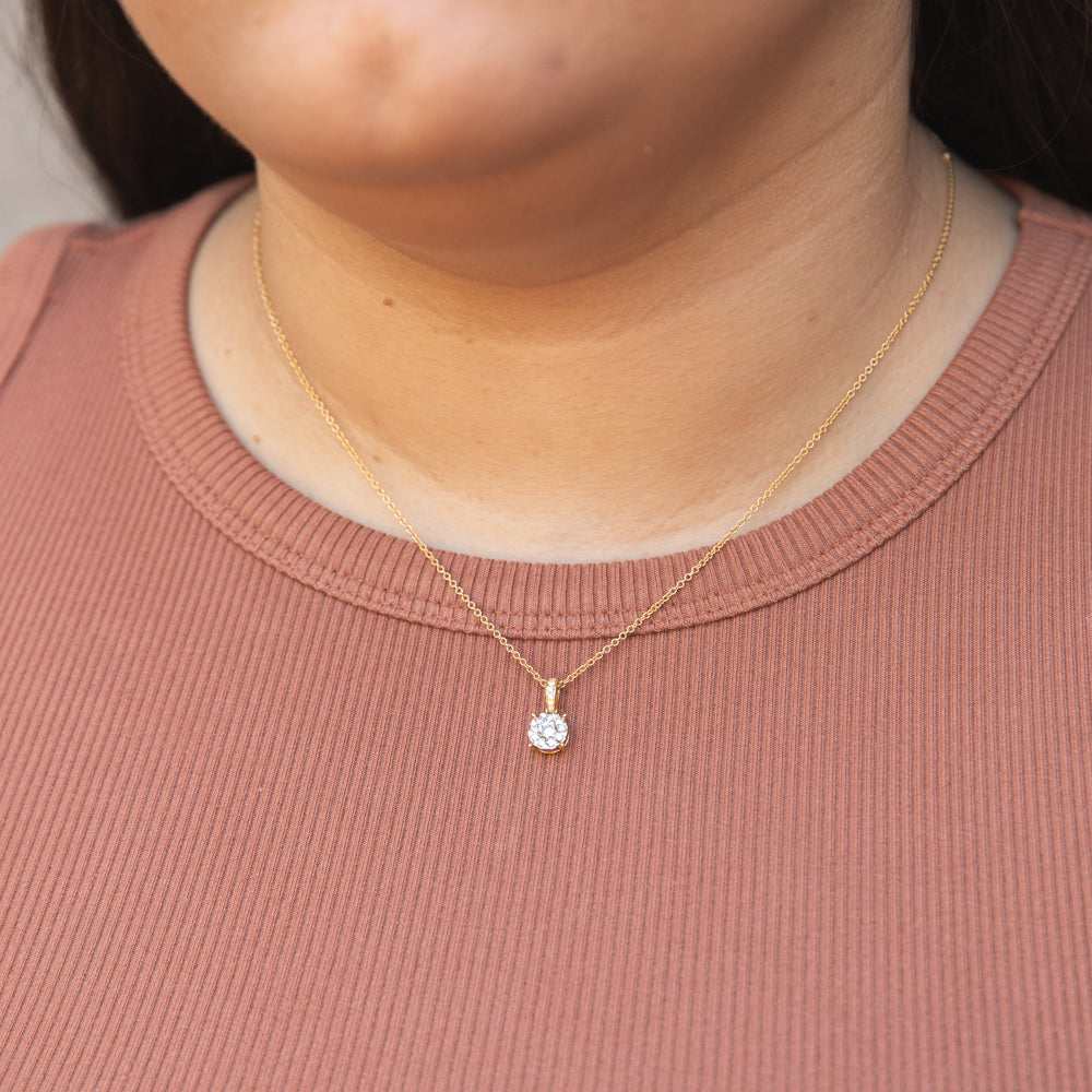 1 carat diamond necklace solitaire yellow gold deals