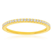 Load image into Gallery viewer, Memoire 18ct Yellow Gold 1/5 Carat Diamond Eternity Band with 3/4 band of Diamonds