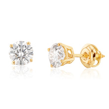 Load image into Gallery viewer, Luminesce Lab Grown Diamond TW=1 Carat Solitaire Stud Earrings in 14ct Yellow Gold