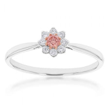Load image into Gallery viewer, Luminesce Lab Grown Pink &amp; White 1/4 Carat Diamond Ring set in a 9ct White Gold