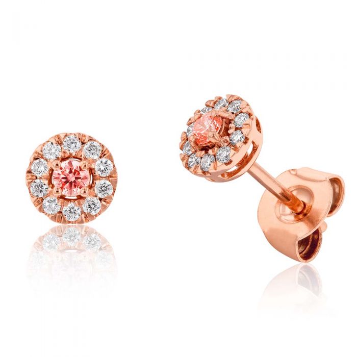 Luminesce Lab Grown Pink and White diamond studs set in 9ct Rose Gold