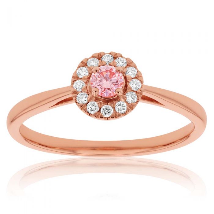 Luminesce Lab Grown Pink & White 20-24Pt Diamond Ring set in 9ct Rose Gold