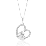 Luminesce Lab Grown 1/3 Carat Diamond Pendant with Silver Double Heart on 45cm Chain