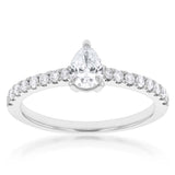 Luminesce Lab Grown Pear Diamond Ring with 16 Side Diamonds in 18ct WG