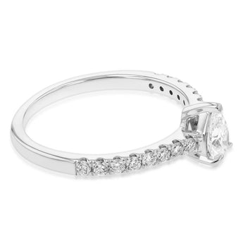Luminesce Lab Grown Pear Diamond Ring with 16 Side Diamonds in 18ct WG