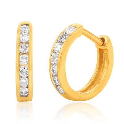 Buy 15 Carat Diamond Huggie Hoop Gold Earring 14K Solid Gold Online in  India  Etsy