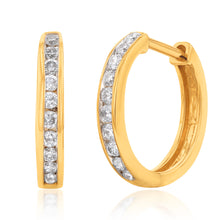 Load image into Gallery viewer, Luminesce Lab Grown 1/4 Carat Diamond Hoop Earring in 9ct Yellow Gold