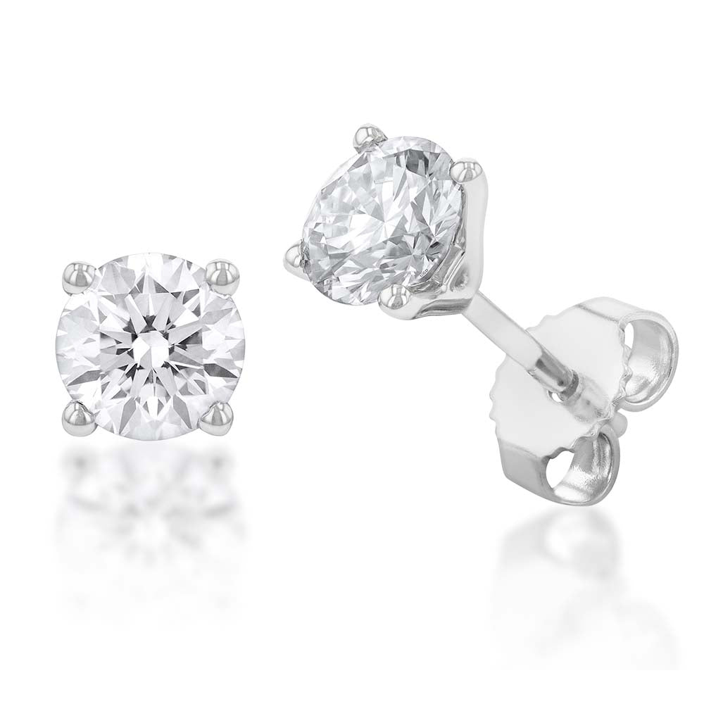 Luminesce Lab Grown 1.1 Carat Solitiare Stud Earrings in 14ct White Gold