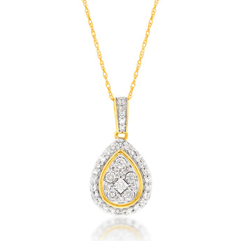 Luminesce Lab Grown Diamond 1/5 Carat Pear Pendant on 45cm Chain in 9ct Yellow Gold