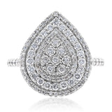 Luminesce Lab Grown Diamond 1 Carat Pear Cluster Ring in Silver
