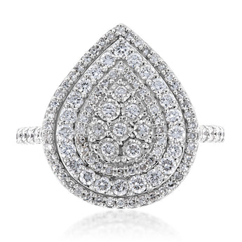 Luminesce Lab Grown Diamond 1 Carat Pear Cluster Ring in Silver