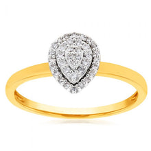 Load image into Gallery viewer, Luminesce Laboratory Grown Pear 1/6 Carat Diamond Ring in 9ct Yellow Gold