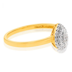 Luminesce Laboratory Grown Pear 1/6 Carat Diamond Ring in 9ct Yellow Gold