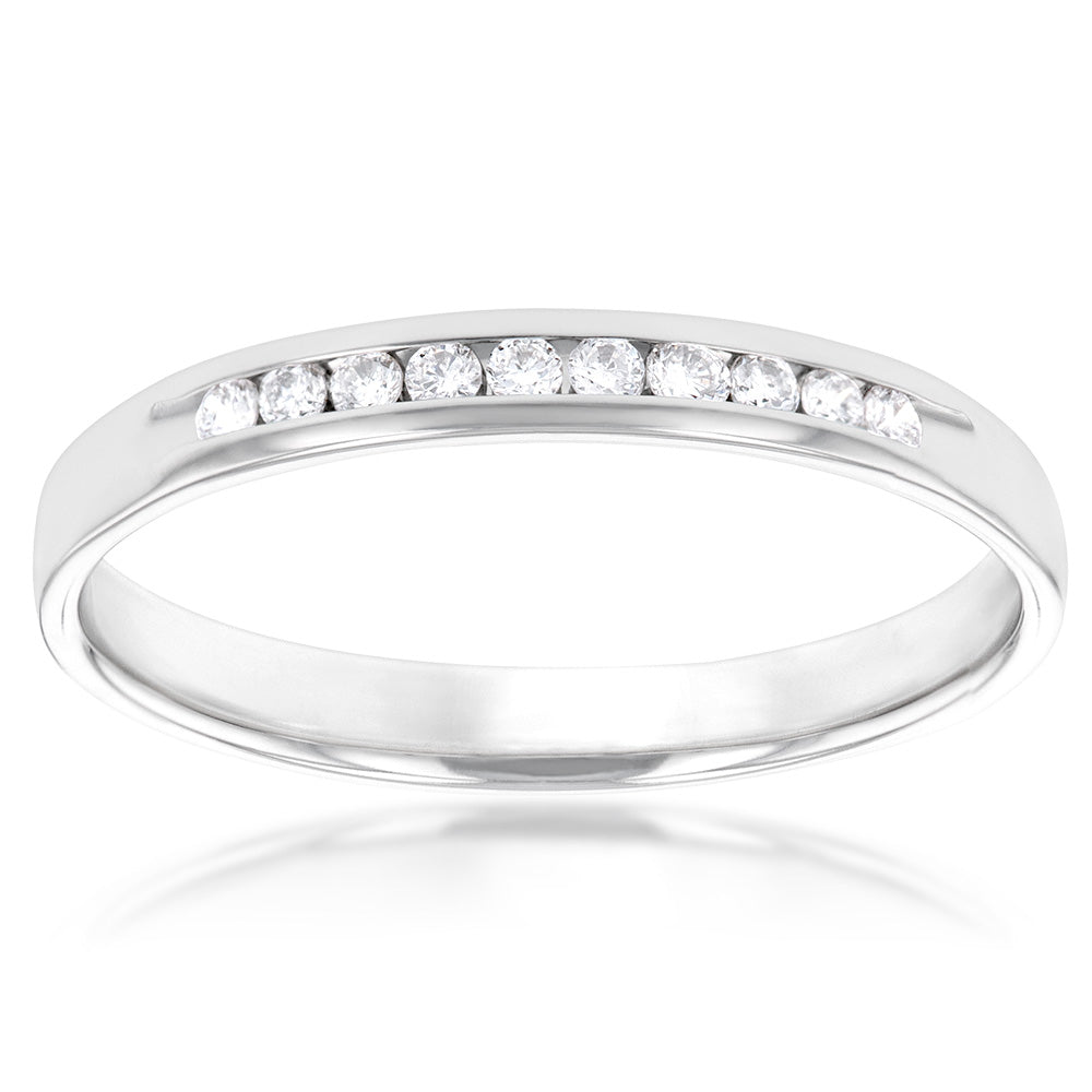 Luminesce Lab Grown Diamond Channel 1/8 Carat Eternity Ring in 9ct White Gold
