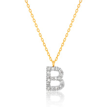 Load image into Gallery viewer, Luminesce Lab Diamond B Initial Pendant in 9ct Yellow Gold with Adjustable 45cm Chain