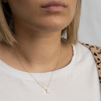 Luminesce Lab Diamond I Initial Pendant in 9ct Yellow Gold with Adjustable 45cm Chain
