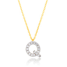 Load image into Gallery viewer, Luminesce Lab Diamond Q Initial Pendant in 9ct Yellow Gold with Adjustable 45cm Chain