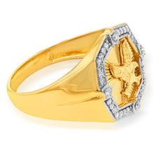 Load image into Gallery viewer, Luminesce Lab Grown 1/4 Carat Diamond Eagle Gents Ring in 9ct Yellow Gold