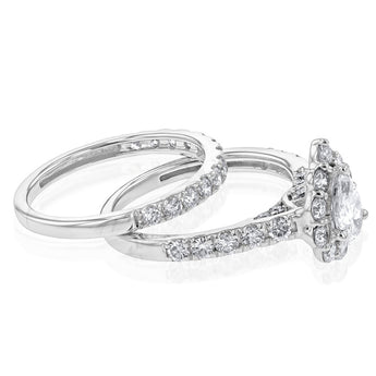 Luminesce Lab Grown Diamond 1.5Ct Bridal Set Pear Centre Halo in 14ct White Gold