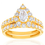 Luminesce Lab Grown Diamond 1.5Ct Bridal Set Pear Centre Halo in 14ct Yellow Gold