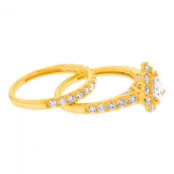 Luminesce Lab Grown Diamond 1.5Ct Bridal Set Pear Centre Halo in 14ct Yellow Gold