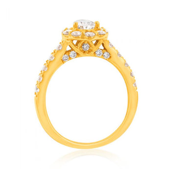 Luminesce Lab Grown Diamond 1.5Ct Bridal Set Pear Centre Halo in 14ct Yellow Gold