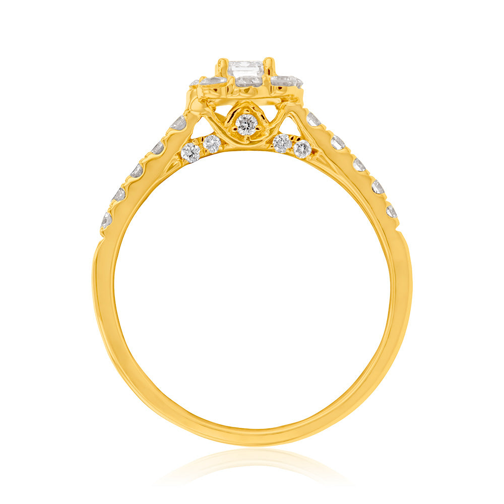 Luminesce Lab Grown Diamond 1.5Ct Bridal Set in Halo Design set in 14ct Yellow Gold