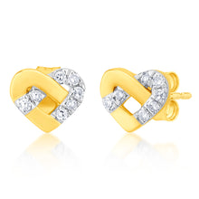 Load image into Gallery viewer, Luminesce Lab Grown 9ct Yellow Gold Heart Diamond Studs
