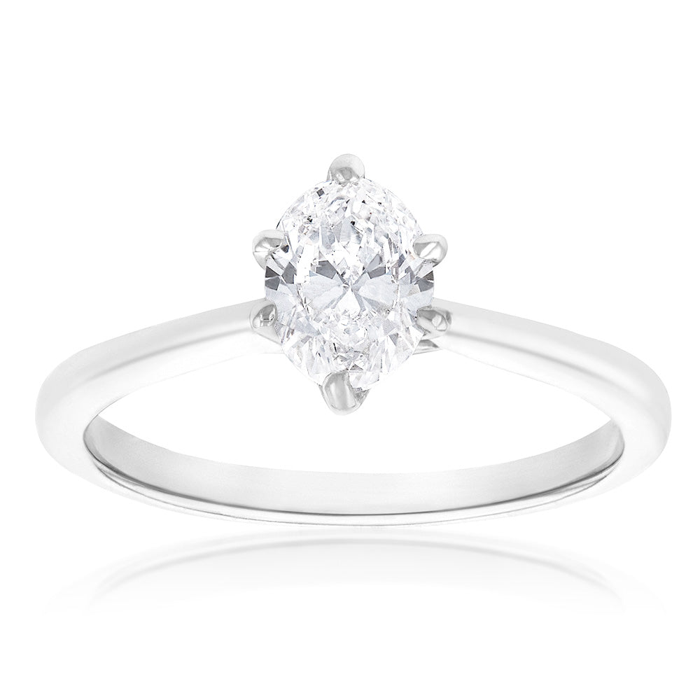 Luminesce Lab Grown 1 Carat Diamond Oval Solitaire Ring set in 14ct White Gold