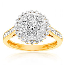 Load image into Gallery viewer, Luminesce Lab Grown Ring with 55 Diamonds Set in 9 Carat Yellow Gold
