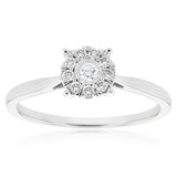 Luminesce Lab Grown 9ct White Gold 0.15 Carat Diamond Halo Solitaire Ring