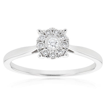 Luminesce Lab Grown 9ct White Gold 0.15 Carat Diamond Halo Solitaire Ring