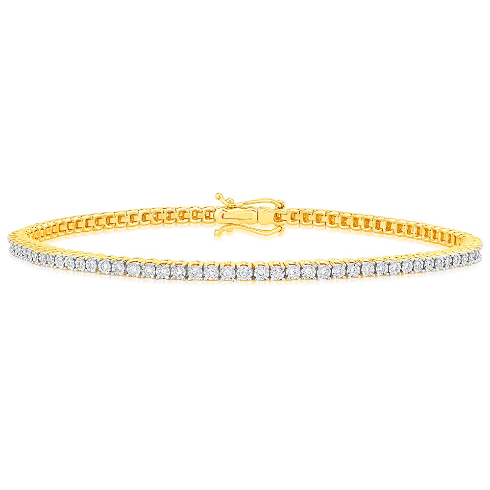 1/2 Carat Luminesce Lab Grown Diamond 17.5cm Tennis Bracelet in 9ct Yellow Gold
