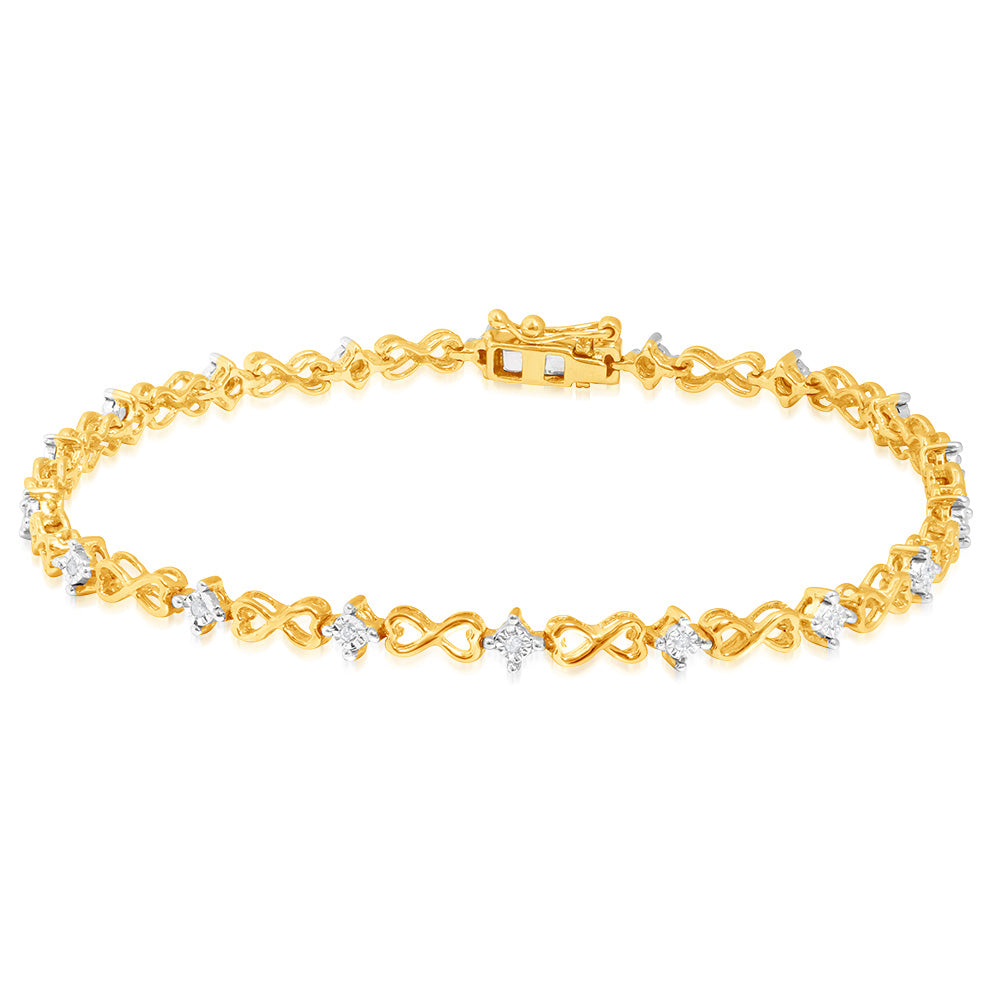 Luminesce Lab Grown Diamond infinity Bracelet in 9ct Yellow Gold