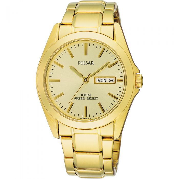 Pulsar PJ6002X WR100 Gold Tone Mens Watch
