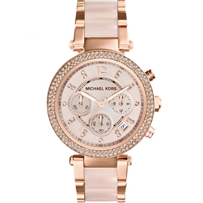 Michael Kors MK5896 Parker Stone Set Rose Gold Tone Womens Watch