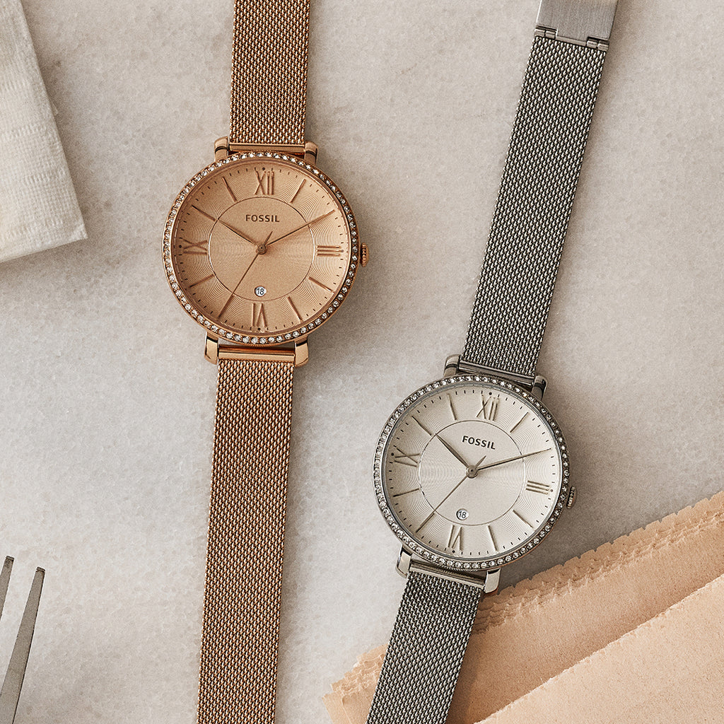 Fossil jacqueline deals rose gold