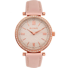 Load image into Gallery viewer, Ellis &amp; Co Emily Crystal Set Rose Leather Band Womens Watch